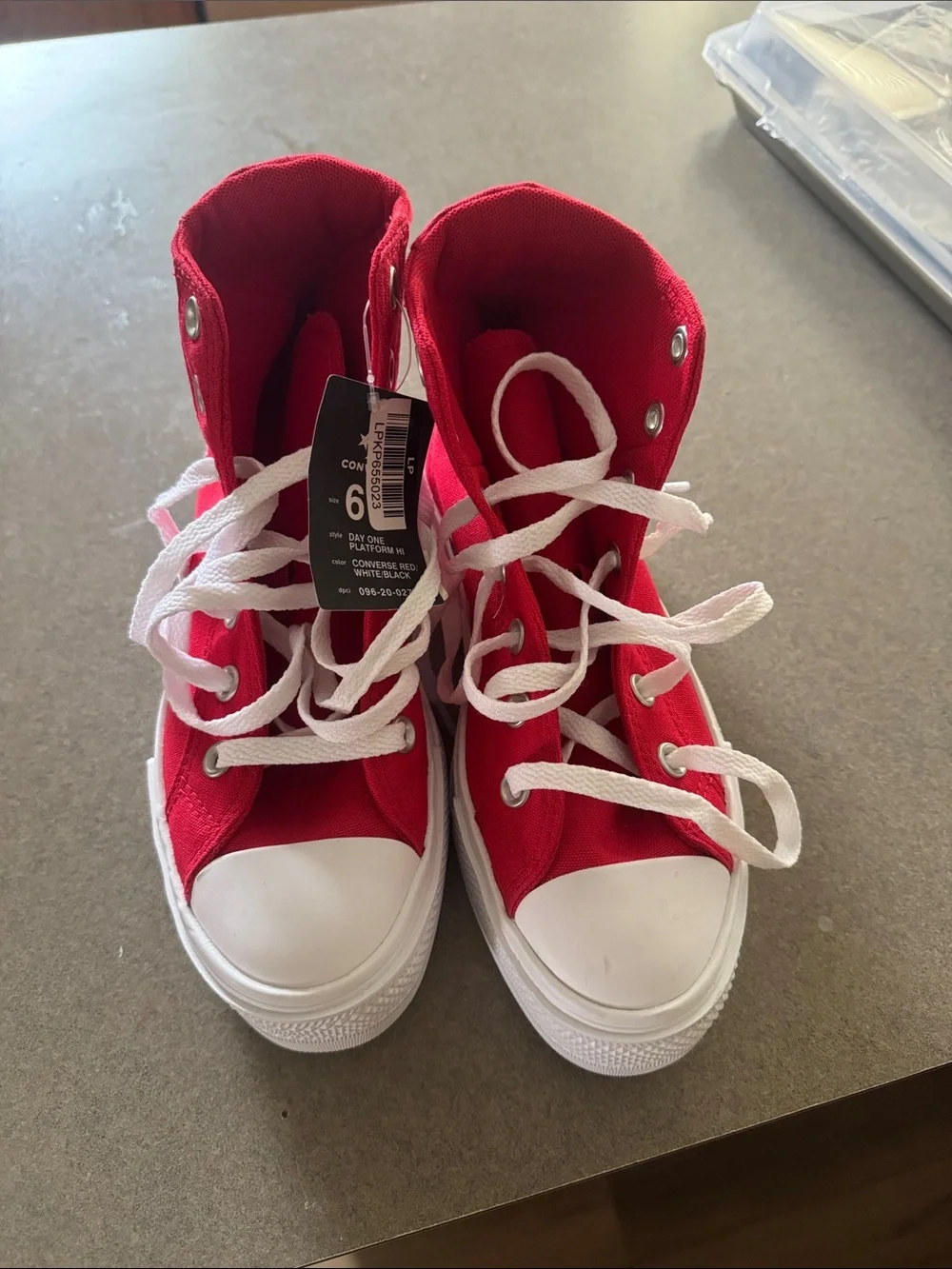 Converse Kids Red High-Top Canvas Sneakers with White Hearts